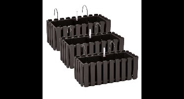 Prosperplast Plantenbak - 3x - kunststof - 38 cm - antraciet