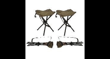 Redcliffs driepoot opvouwbaar zit krukje - 4x - army groen - metaal - 33 x 40 cm - visserskruk