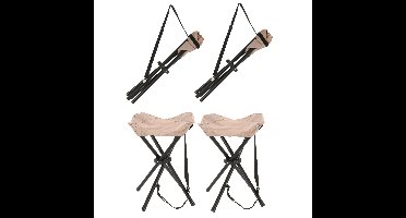 Redcliffs driepoot opvouwbaar zit krukje - 4x - creme wit - metaal - 33 x 40 cm - visserskruk