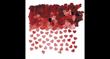 Rode glimmende hartjes confetti 10 zakjes