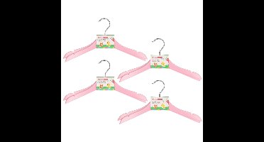 Roze kinder kleerhangers van hout 16x stuks