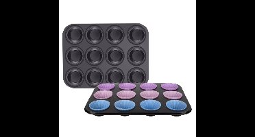 Ruhhy Muffin bakvorm - 2x - 12 cups - 35 x 26,5 cm - cupcakevorm