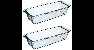 Secret de Gourmet Cake ovenschaal - 2x - rechthoek - glas - 31 x 12 cm