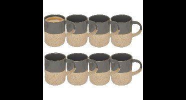 Secret de Gourmet koffie kopjes - Cairo - 8x stuks - grijs - 340 ml