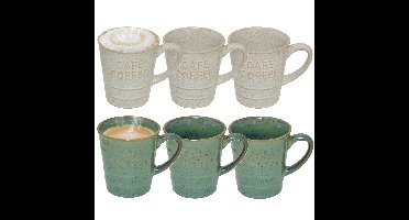 Secret de gourmet Koffiemokken - 6x stuks - 200 ml - kleuren gemixt
