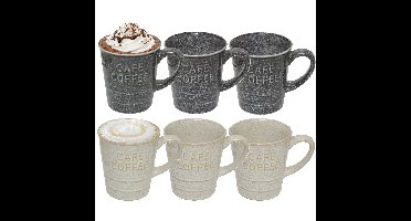 Secret de gourmet Koffiemokken - 6x stuks - 200 ml - kleuren gemixt