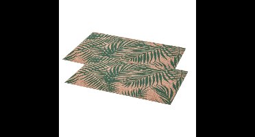 Secret de Gourmet placemats Palm groen - 8x - linnen - 45 x 30 cm