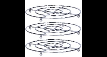 Secret de Gourmet ronde pannen onderzetter - 3x - zilver - D20 cm