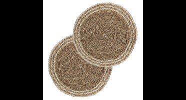 Secret de Gourmet ronde tafel placemat - 12x - zeegras naturel - 38 cm