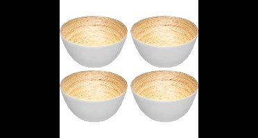 Secret de Gourmet - Set van 4x stuks - Slakommetjes/serveer schaaltjes - bamboe - D17 cm