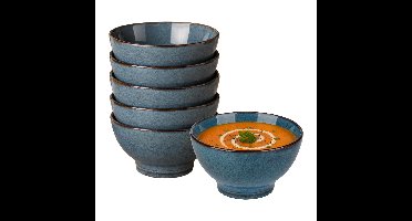 Secret de Gourmet soepkom Kenya - 6x - blauw - 13 x 8 cm - 475 ml