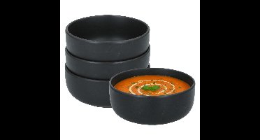 Secret de Gourmet soepkom Zanzibar - 4x - zwart - 15 x 6 cm - 480 ml