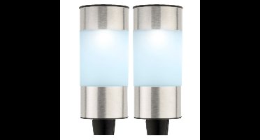 Set van 10x stuks solar tuinlamp/prikspot cilinder op zonne-energie 14 cm