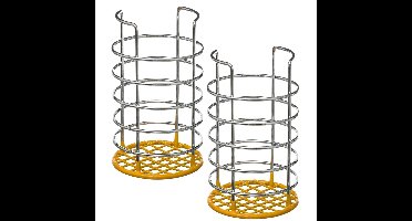 Set van 2x stuks ronde keukengerei houder zilver/geel 19,5 cm van RVS