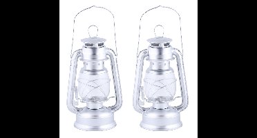 Set van 3x stuks stormlantaarn/windlicht zilver 11,5 x 15 x 24 cm