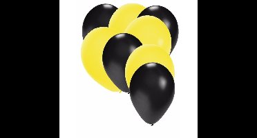 Shoppartners party ballonnen - zwart en geel - 30x - feestartikelen