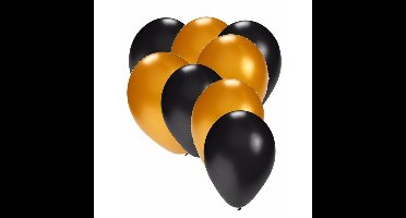 Shoppartners party ballonnen - zwart en goud - 30x - feestartikelen