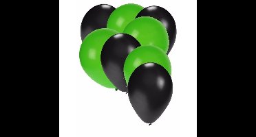 Shoppartners party ballonnen - zwart en groen - 30x - feestartikelen