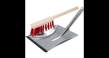 Shoppartners stoffer en blik - RVS - Hout - Rubberlip - voor buiten