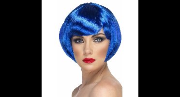 Smiffy's Carnaval verkleed damespruik - kort - blauw - model Bobline