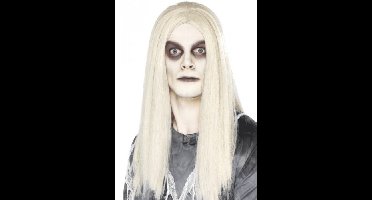 Smiffy's Carnaval verkleed horror Spook pruik - wit - volwassenen