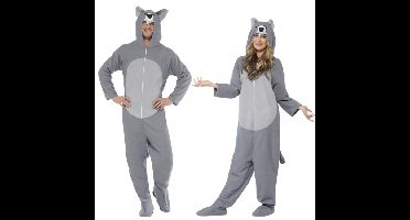 Smiffy's Carnaval verkleed Wolf onesie - volwassenen - dieren kostuum