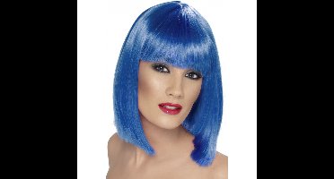 Smiffy's Dames verkleed pruik bobline - blauw - stijl haar