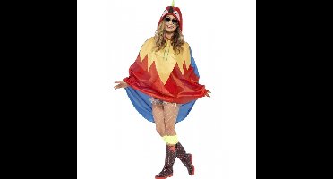 Smiffy's Party regenponcho papegaai - one size - festival musthaves