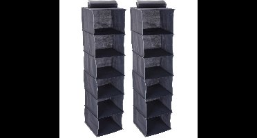 Storage Solutions Kast organizer - 2x - 6 vaks - antraciet - 30 x 30 x 120 cm - ruimtebesparend
