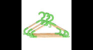 Storage Solutions kledinghangers voor kinderen - 3x - kunststof/hout - groen - Sterke kwaliteit