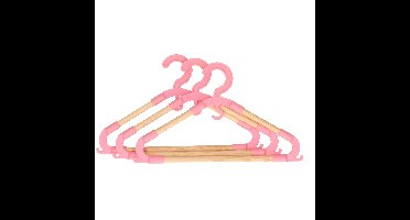 Storage Solutions kledinghangers voor kinderen - 3x - kunststof/hout - roze - Sterke kwaliteit