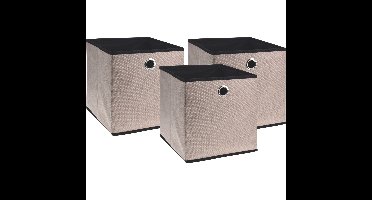 Storage Solutions Opbergmand/kastmand - 3x - karton/kunststof - 28 liter - beige - 30 x 30 x 30 cm