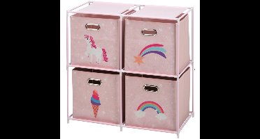 Storage solutions Opbergrek 2-laags - met manden - metaal - 68 x 35 x 70 cm - eenhoorn thema