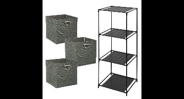 Storage Solutions Opbergrek Smartrack - met 3x mandjes stof - grijsgroen - 34 x 104 cm