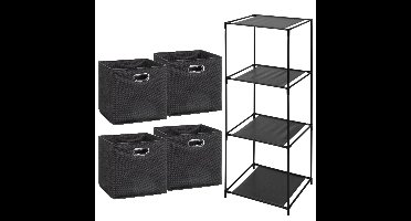 Storage Solutions Opbergrek Smartrack - met 4x mandjes stof - grijs - 34 x 104 cm