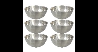 Svenska Living - 6x - Kommetjes/schaaltjes - mat zilver - RVS - D19 x 9.5 cm - serveerschalen