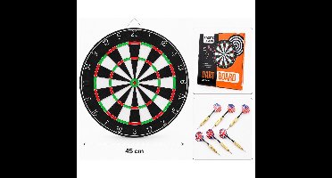 T & F Creations Dartbord - 45 cm - met 6 pijlen - dubbelzijdig - darts