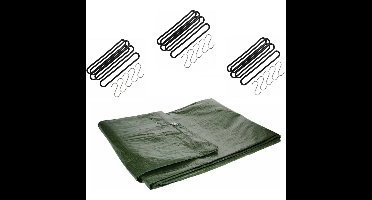 Talentools Afdekzeil groen - 2 x 4 meter - 15 spanrubbers - en S-haken