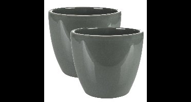 Ter Steege Bloempot - 2x - antraciet - Scandinavisch - 16 x 13 cm