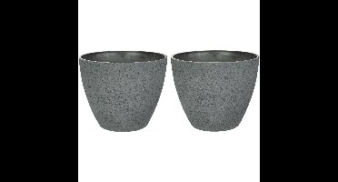 Ter Steege Bloempot/plantenpot - 2x - buiten - antraciet - D19/H15 cm
