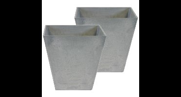 Ter Steege Bloempot/plantenpot - 2x - kunststof - steengrijs - D40 cm