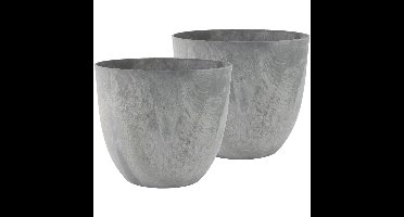 Ter Steege Plantenpot - 2x - betongrijs - kunststof - 45 x 38 cm