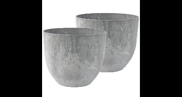 Ter Steege Plantenpot - 3x - betongrijs - kunststof - 28 x 24 cm