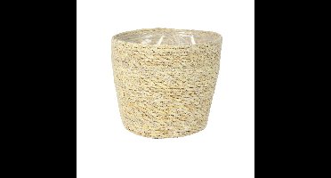 Ter Steege Plantenpot - beige - gevlochten zeegras - 18 x 16 cm