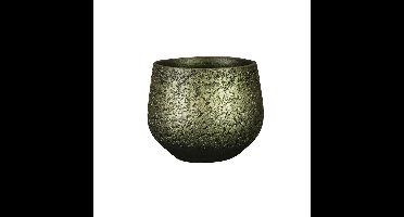 Ter Steege Plantenpot - keramiek - donkergroen-goud - D16/H13 cm
