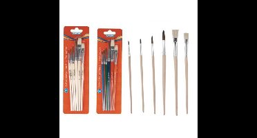 TipTop Hobby Penselen set - 6x stuks - maat 2 t/m 12 - verven