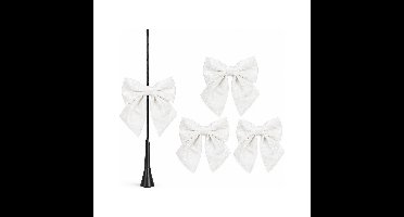 Trouwauto antenne strikjes - 20x stuks - wit - 12 x 13 cm - bruiloft