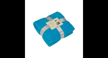 Turquoise blauw fleece deken
