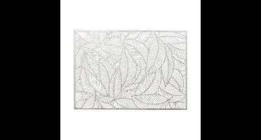 Unique Living Placemat Nissa - 2x - zilver bladmotief - 30 x 45 cm