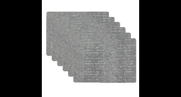 Unique Living placemats lederlook - 6x - 43 x 30 cm - grijs - pvc